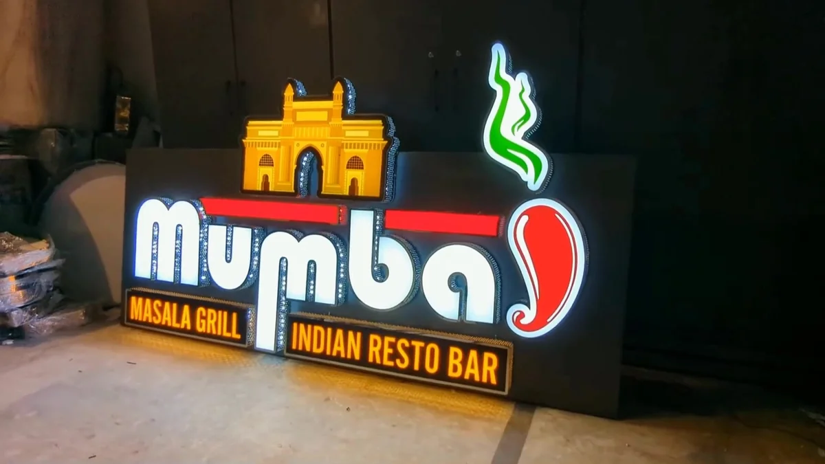 Mumbai Masala illuminated sign, made for Canada